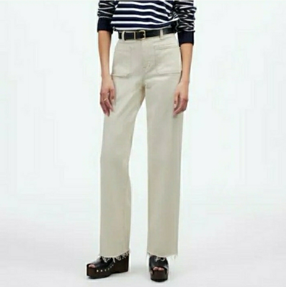 NWT Madewell Emmett Wide Leg Full Length 26P Petite. Patch Pockets NU308